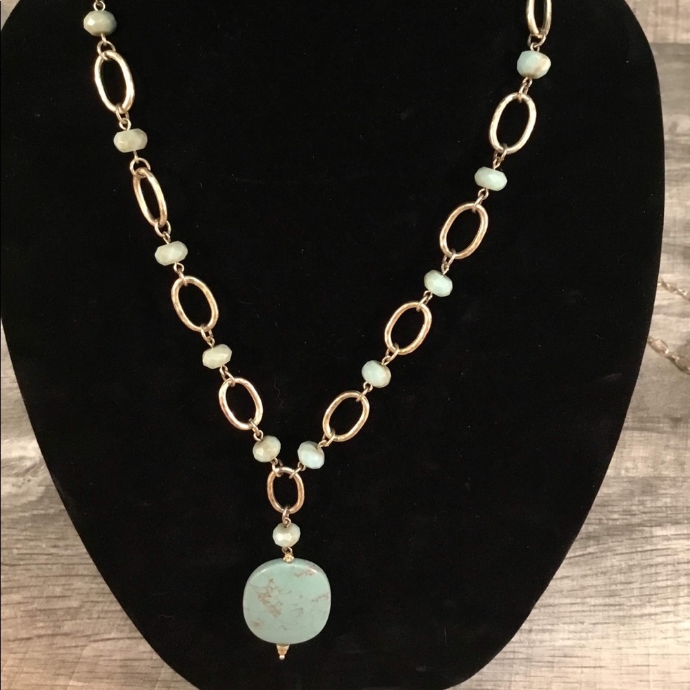 Mint Stone Gold Chain Necklace